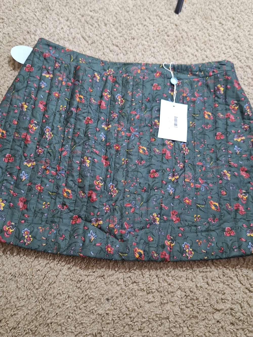 Hill House Home The Olivia Quilted Bottle Green Fleur Floral Mini Skirt Size XXL
